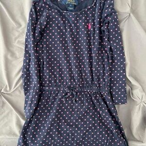 Polo by Ralph Lauren Navy and Pink Polka Dot Kids Dress